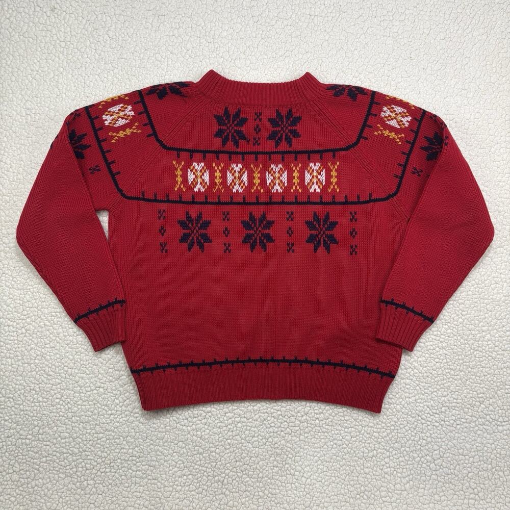 VTG JCPenney Christmas Sweater Mens L Acrylic Fair‎ Isle Snowflake Mock Neck